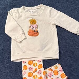 White Pumpkin Graphic Sweatshirt and Leggings Set 12m